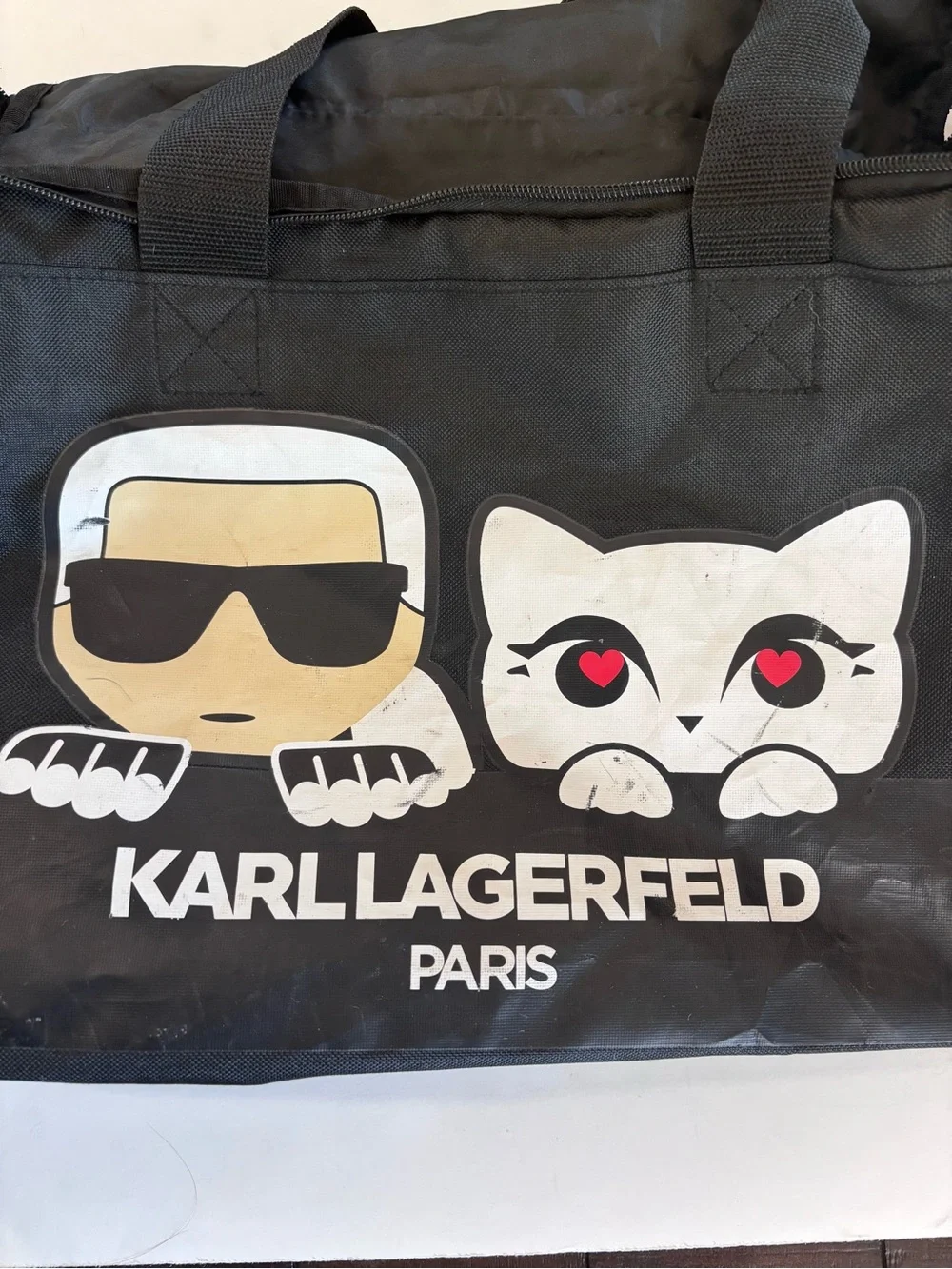 KARL LAGERFELD Duffel Bag Weekender Overnight Bag Carry On Gym Vacation Black